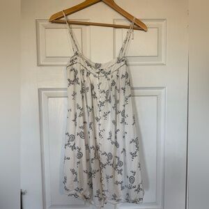 Abercrombie & Fitch Babydoll White Button Front Beaded Floral Dress